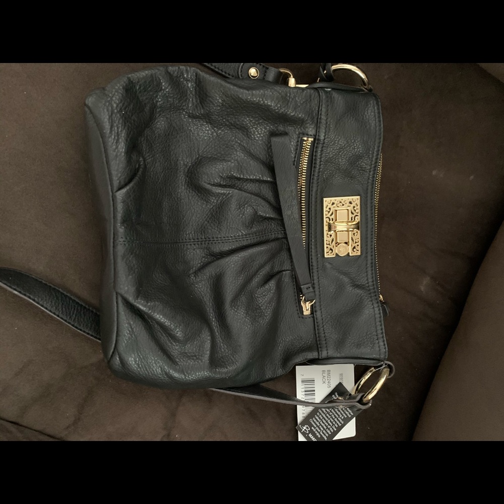 B Makowsky Black Leather Hand Bag